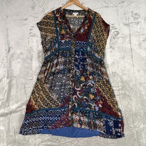 SUNDANCE Mixed Print Patchwork Mini Dress M Boho Maximalist Whimsigoth Festival